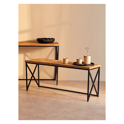 Kickford Wooden Coffee Table In Natural With Black Iron Frame