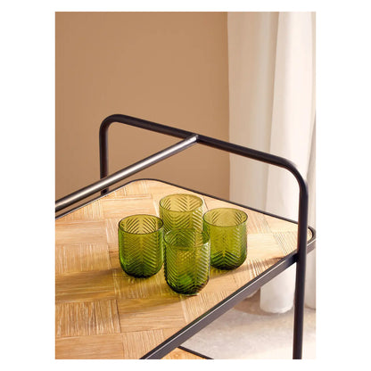 Kickford Wooden Serving Trolley In Natural With Black Iron Frame