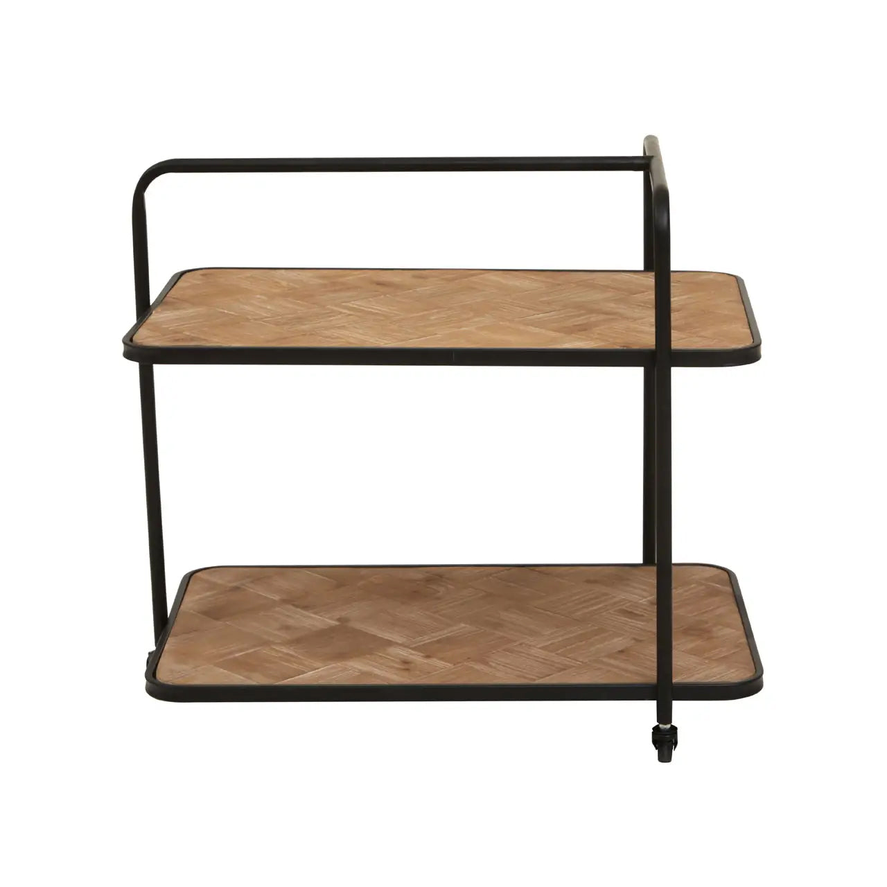 Kickford Wooden Serving Trolley In Natural With Black Iron Frame