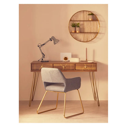 Flori Wooden Computer Desk With 3 Drawers In Brown