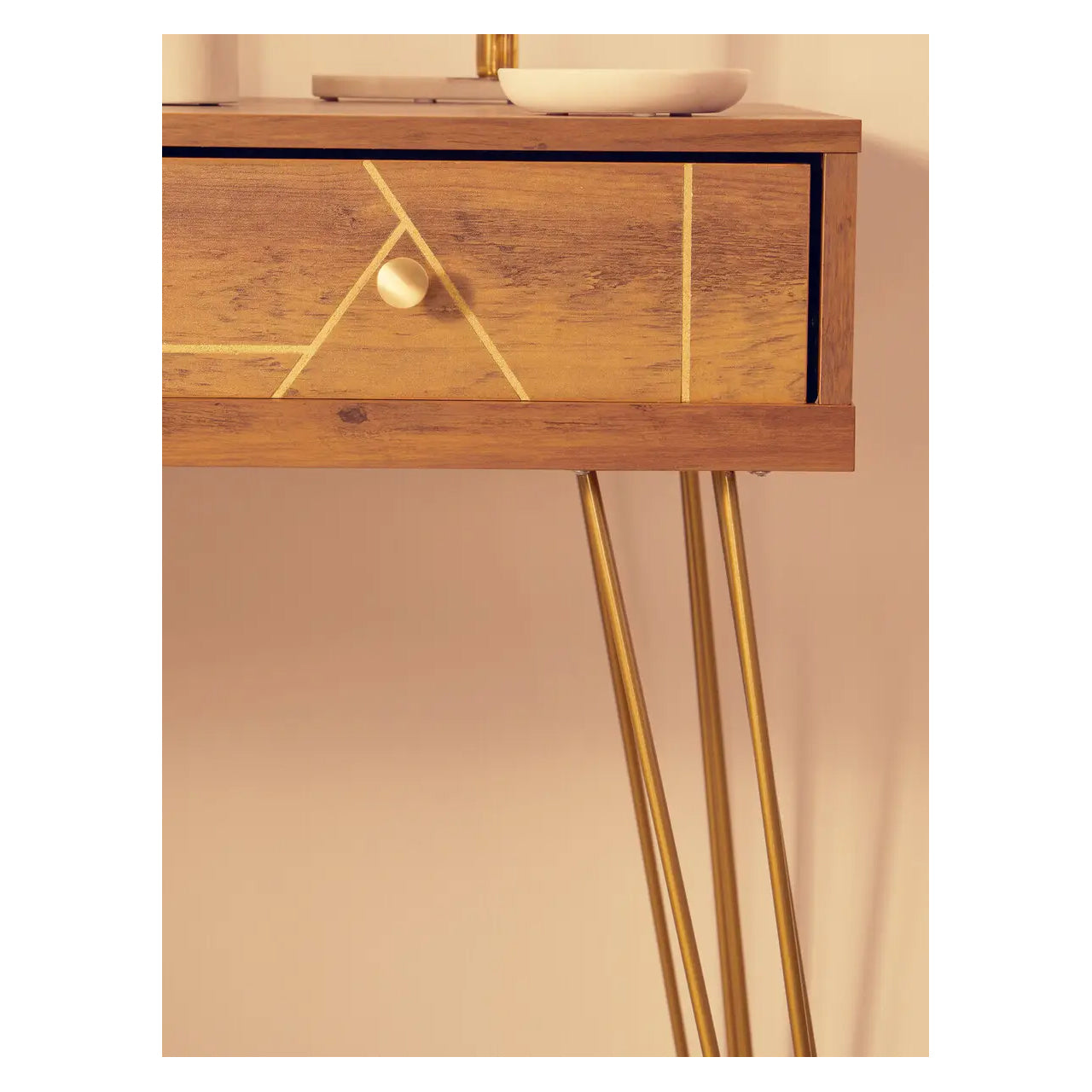 Flori Wooden Computer Desk With 3 Drawers In Brown