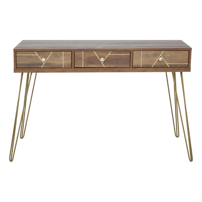 Flori Wooden Computer Desk With 3 Drawers In Brown