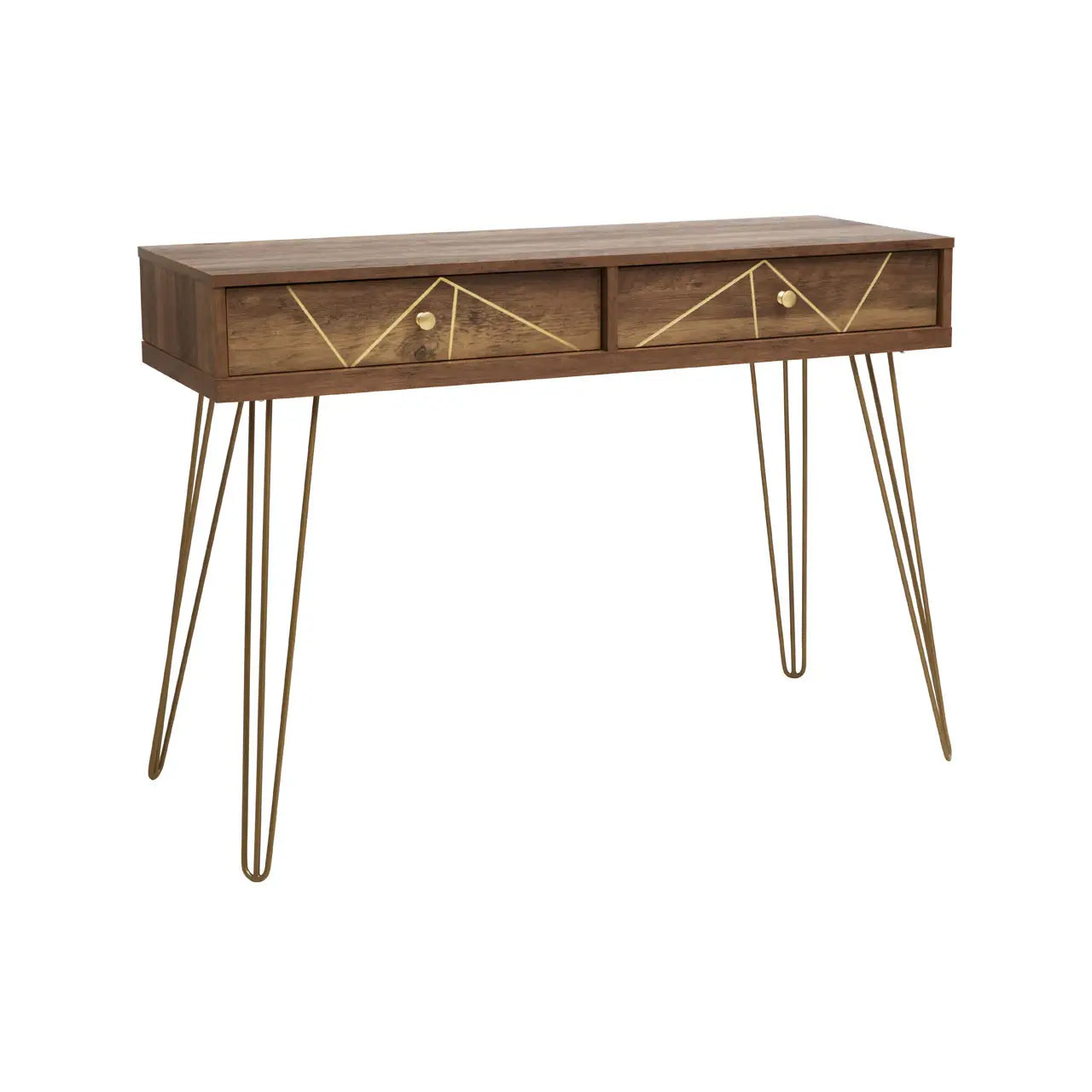Flori Wooden Console Table With 2 Drawers In Brown