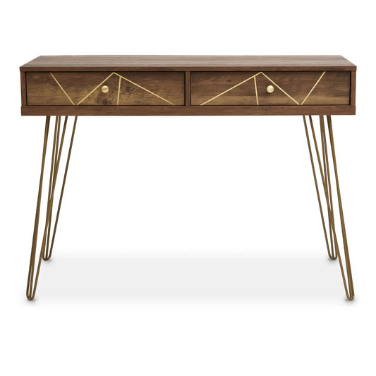 Flori Wooden Console Table With 2 Drawers In Brown