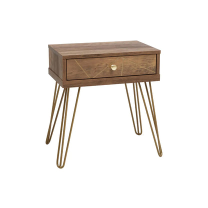 Flori Wooden Side Table With 1 Drawer And Hairpin Legs