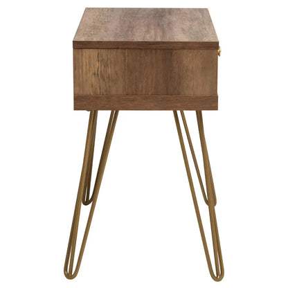 Flori Wooden Side Table With 1 Drawer And Hairpin Legs