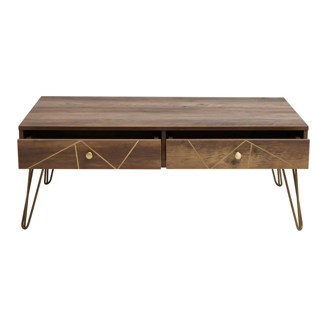 Flori Wooden Coffee Table With 2 Drawers In Brown