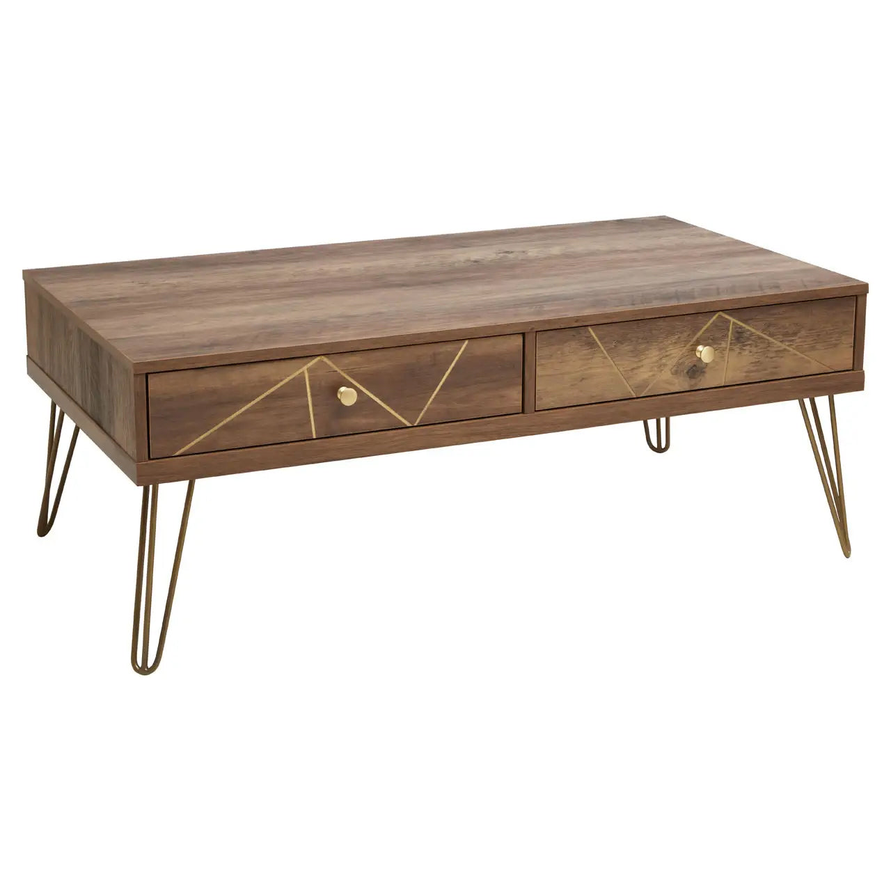 Flori Wooden Coffee Table With 2 Drawers In Brown