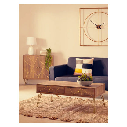 Flori Wooden Coffee Table With 2 Drawers In Brown