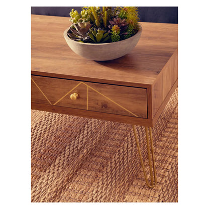 Flori Wooden Coffee Table With 2 Drawers In Brown