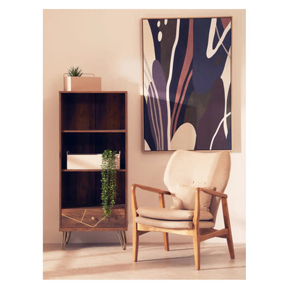 Flori Wooden Bookcase With 2 Shelves And 1 Drawer In Brown