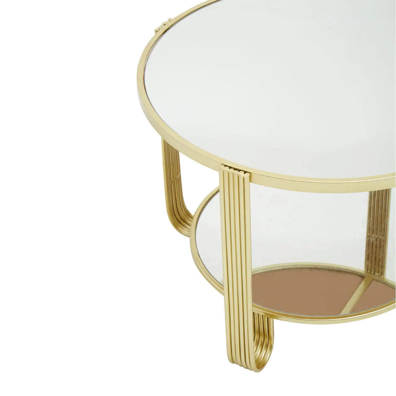 Jolie Round Mirrored Top Side Table With Gold Metal Frame