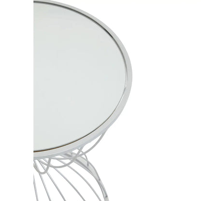 Jolie Hourglass Mirrored Top Side Table With Silver Metal Frame