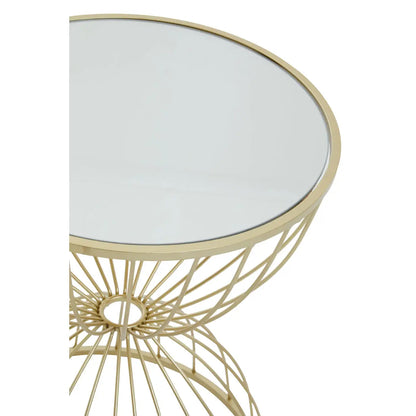 Jolie Hourglass Mirrored Top Side Table With Gold Metal Frame