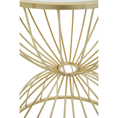 Jolie Hourglass Mirrored Top Side Table With Gold Metal Frame