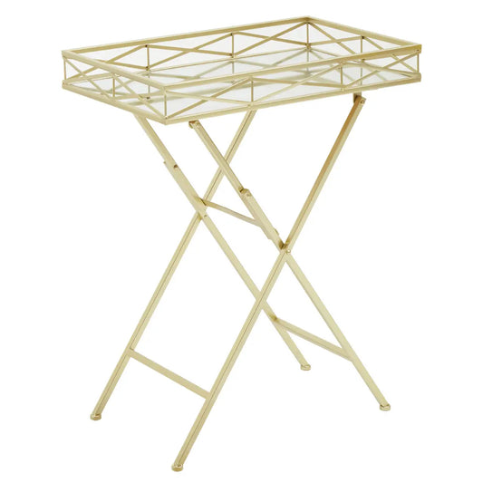 Jolie Rectangular Side Table In Gold Metal Frame