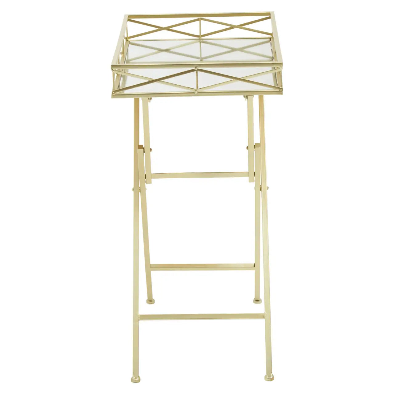 Jolie Rectangular Side Table In Gold Metal Frame