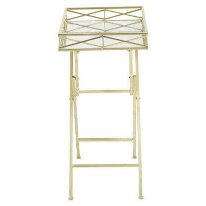 Jolie Rectangular Side Table In Gold Metal Frame