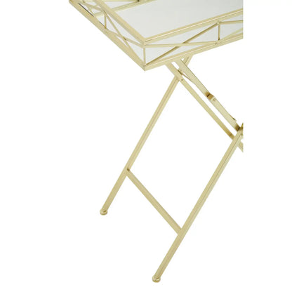 Jolie Rectangular Side Table In Gold Metal Frame