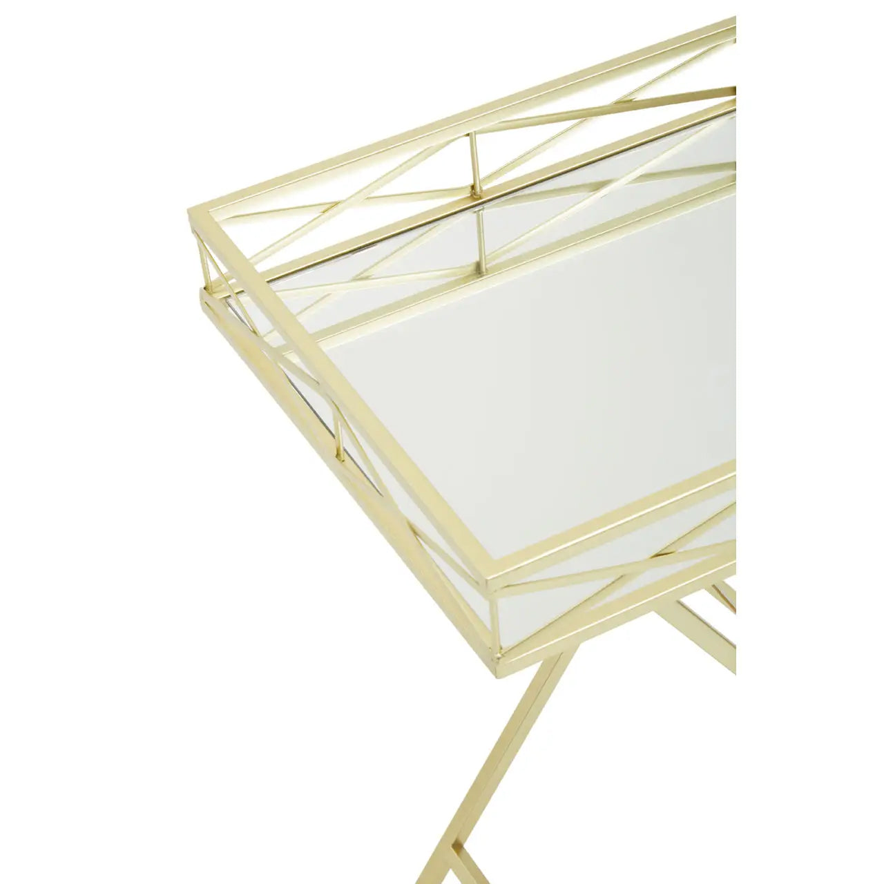 Jolie Rectangular Side Table In Gold Metal Frame
