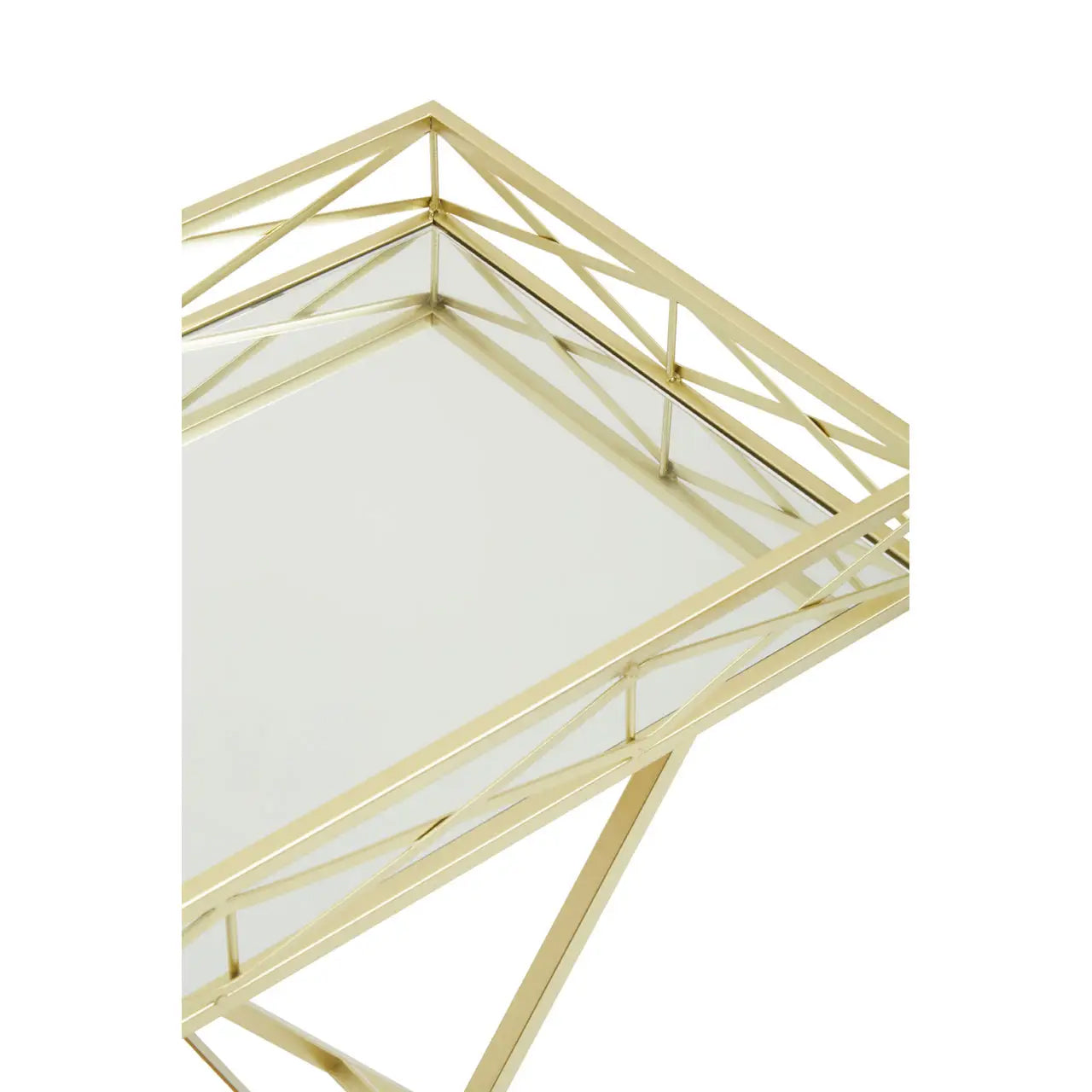 Jolie Rectangular Side Table In Gold Metal Frame