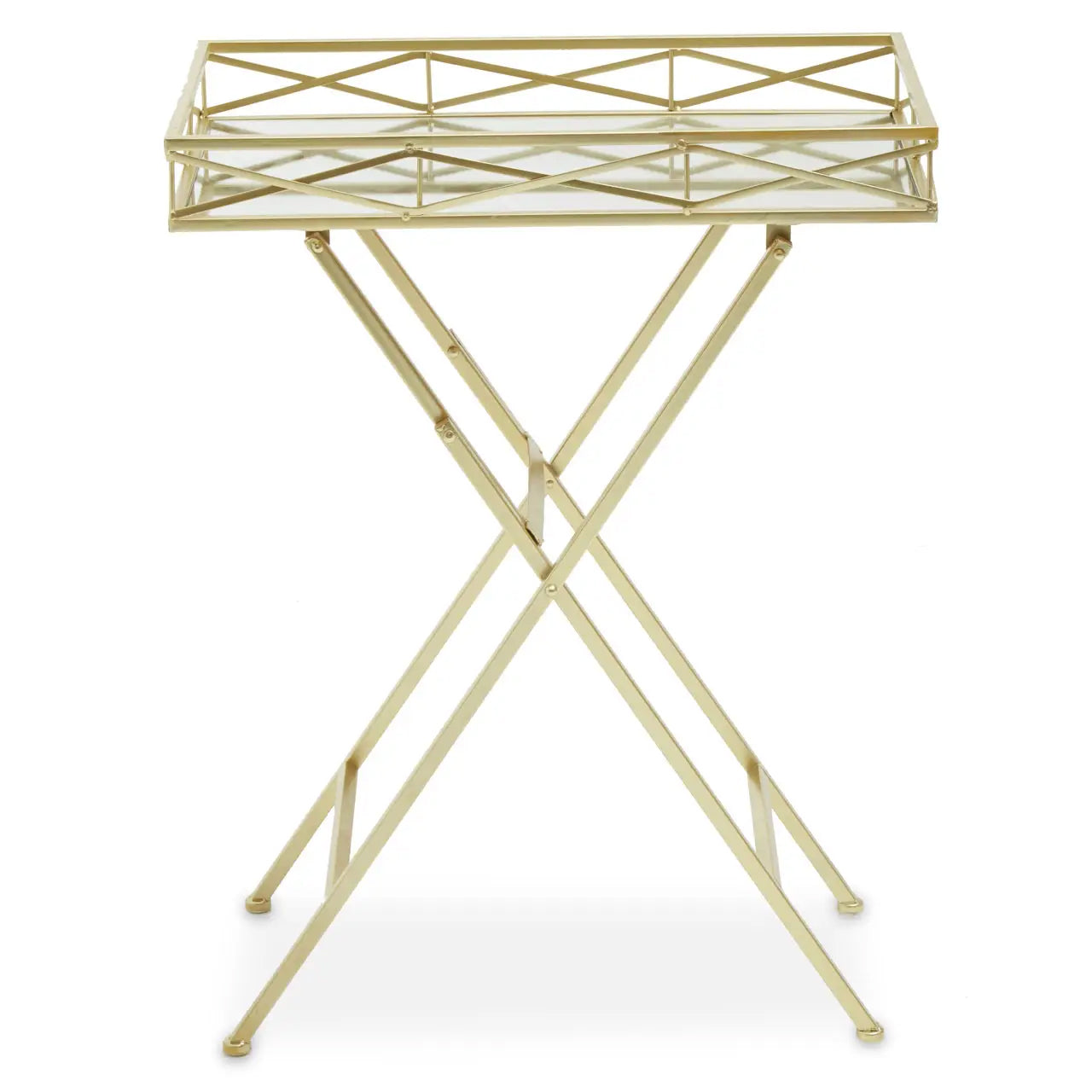 Jolie Rectangular Side Table In Gold Metal Frame