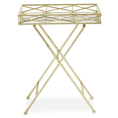 Jolie Rectangular Side Table In Gold Metal Frame