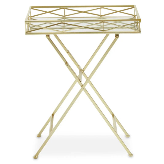 Jolie Rectangular Side Table In Gold Metal Frame