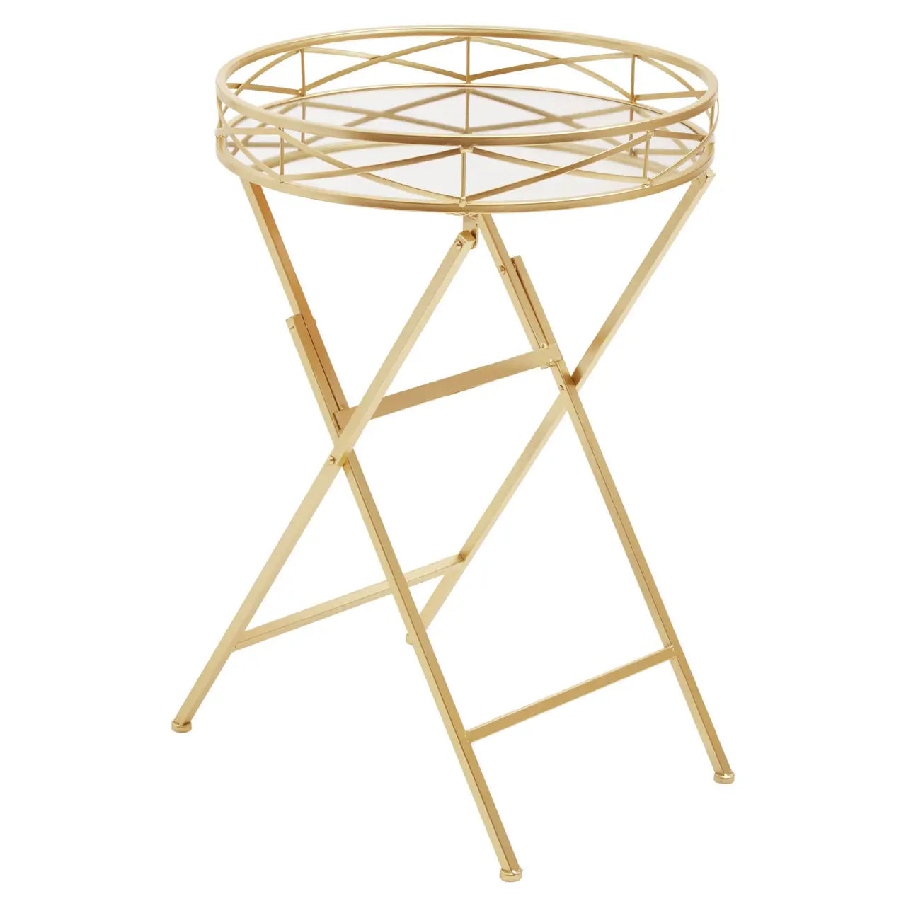 Jolie Round Side Table With Gold Tray Metal Frame