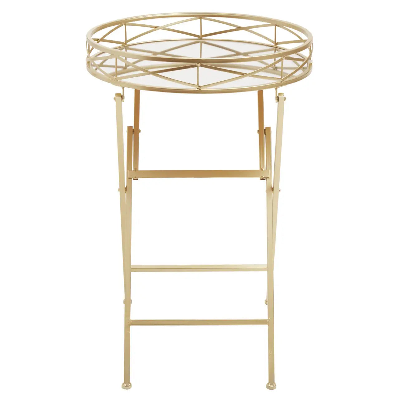 Jolie Round Side Table With Gold Tray Metal Frame