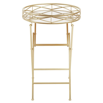 Jolie Round Side Table With Gold Tray Metal Frame