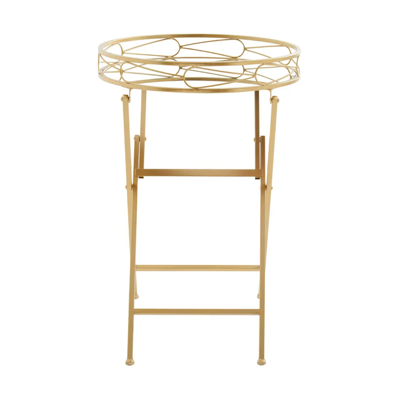 Jolie Round Side Table With Gold Tray Metal Frame