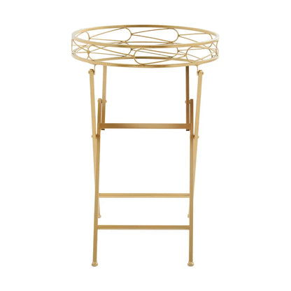 Jolie Round Side Table With Gold Tray Metal Frame