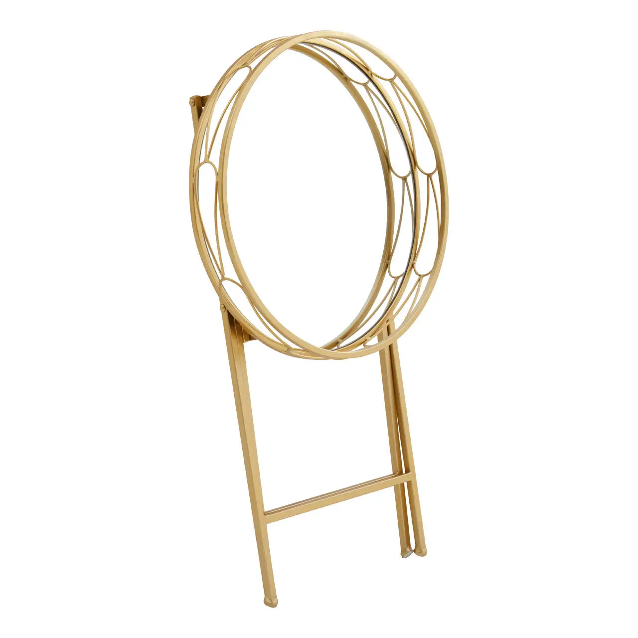 Jolie Round Side Table With Gold Tray Metal Frame