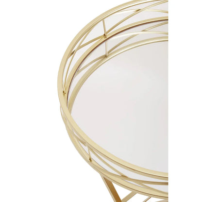 Jolie Round Side Table With Gold Tray Metal Frame