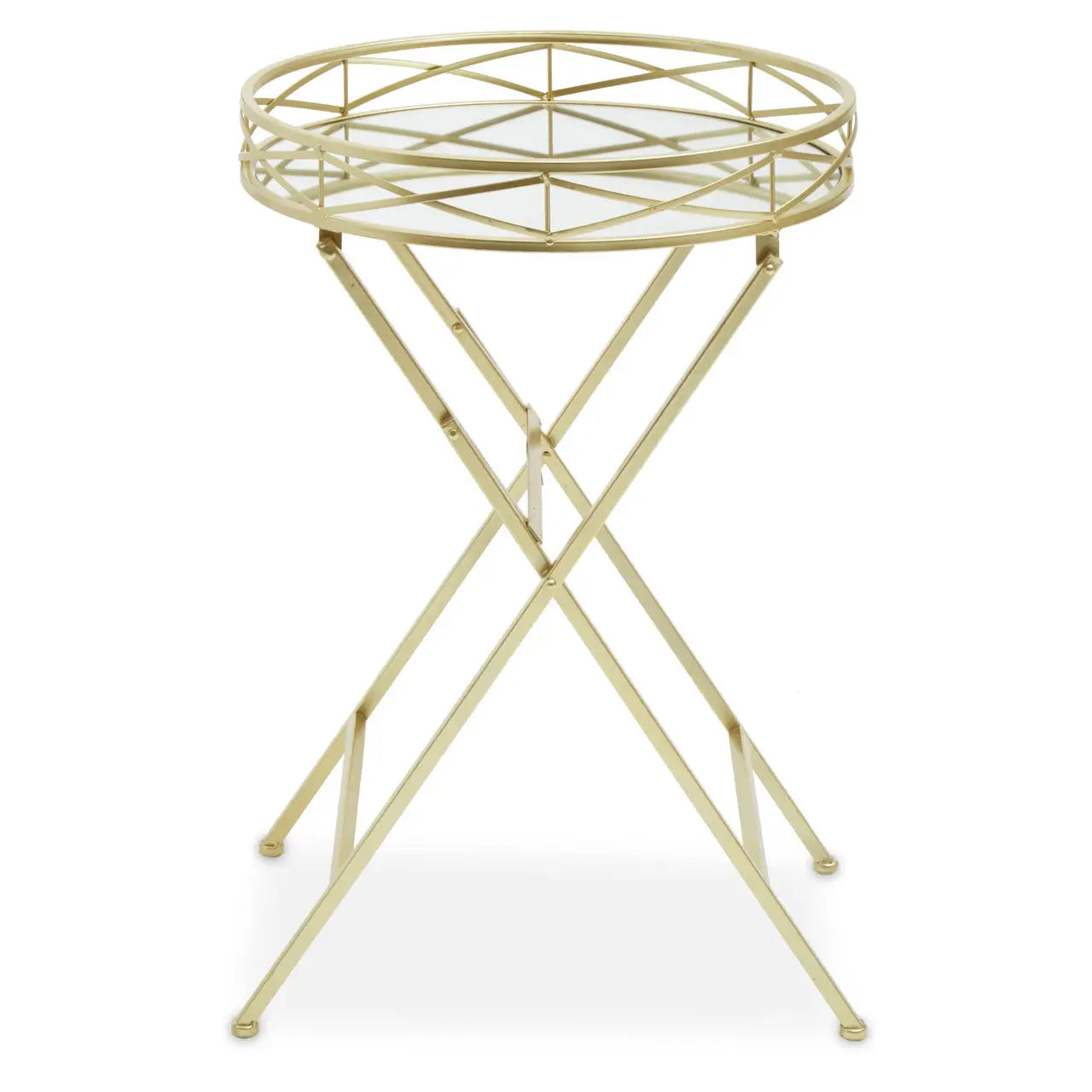 Jolie Round Side Table With Gold Tray Metal Frame