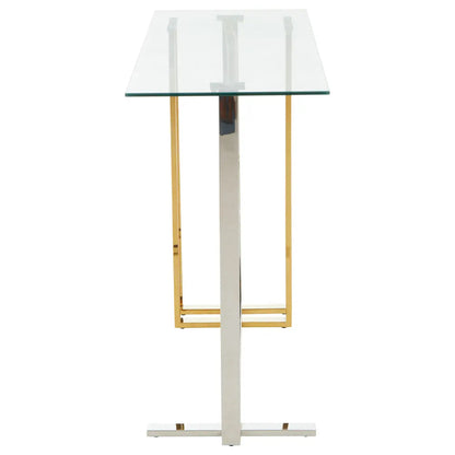Alvea Rectangular Glass Top Console Table With Stainless Steel Base