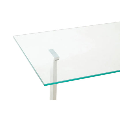 Alvea Rectangular Glass Top Console Table With Stainless Steel Base