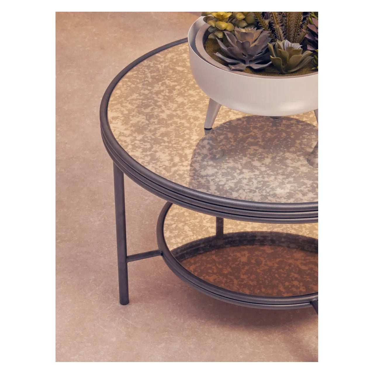 Xania Antique Mirrored Glass Coffee Table In Monochrome Hues