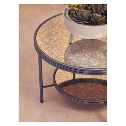 Xania Antique Mirrored Glass Coffee Table In Monochrome Hues