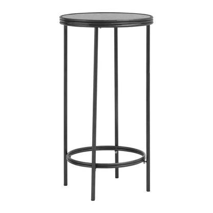 Xania Round Antique Mirrored Glass Side Table In Monochrome Hues