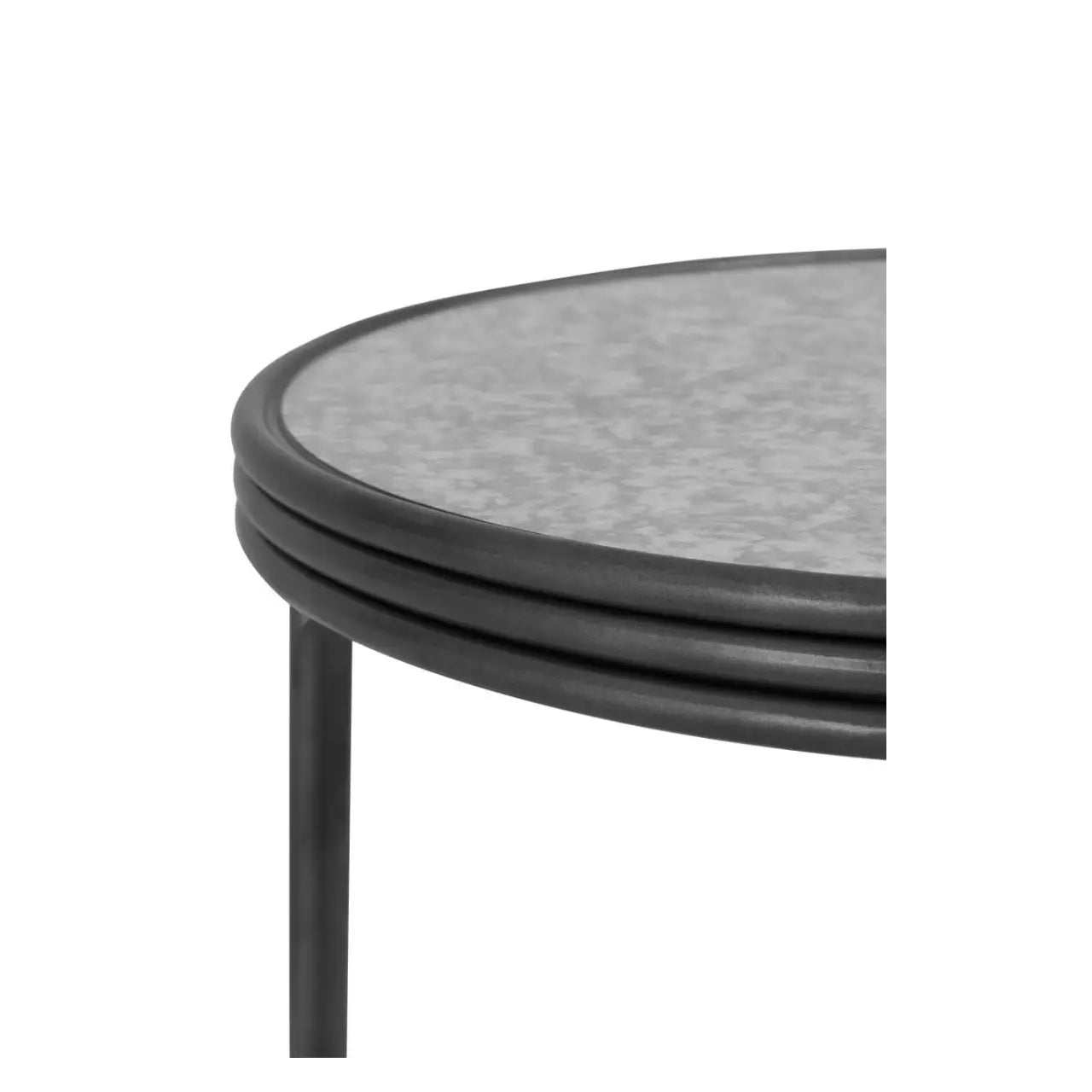 Xania Round Antique Mirrored Glass Side Table In Monochrome Hues