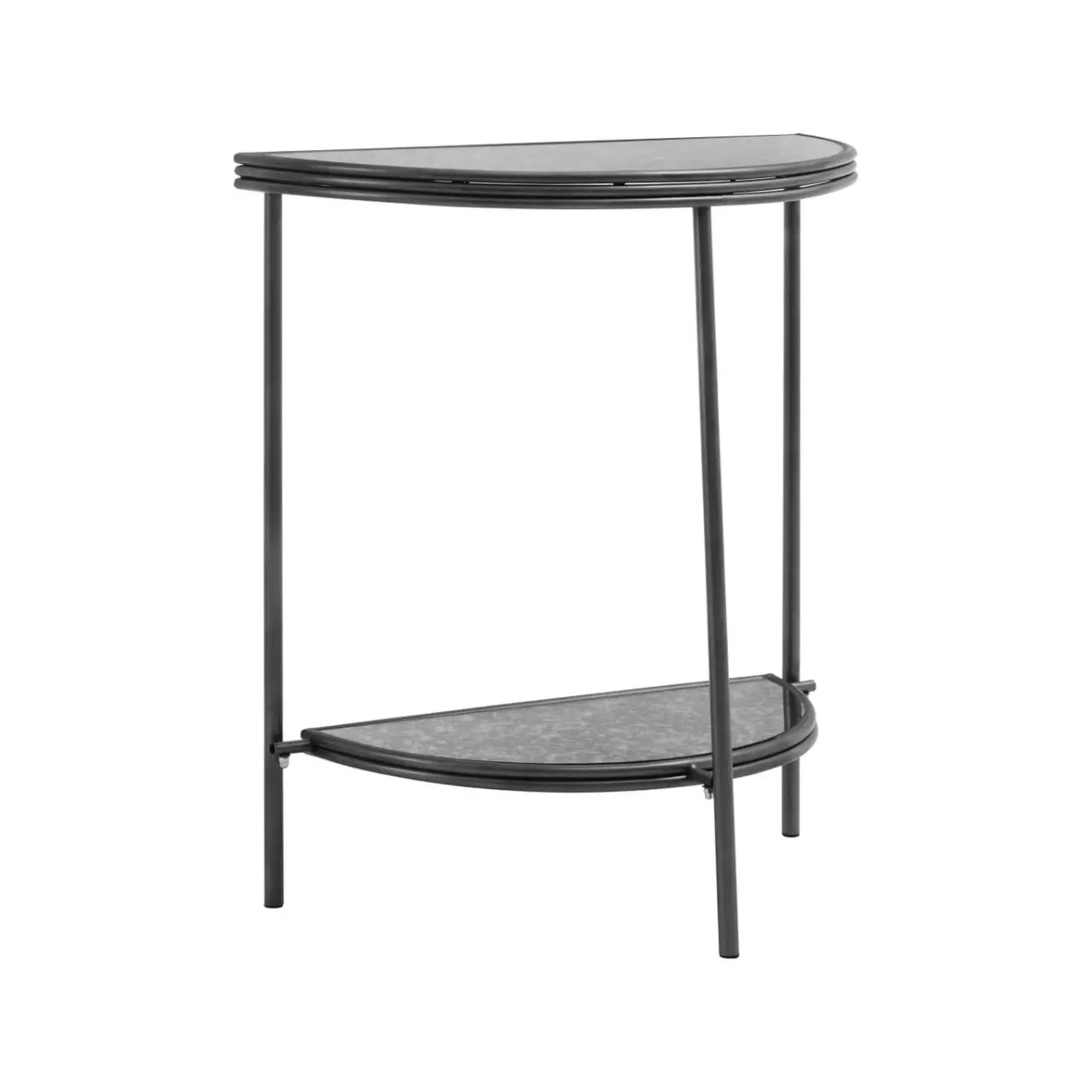 Xania Semi Circle Antique Mirrored Glass Console Table In Monochrome Hues