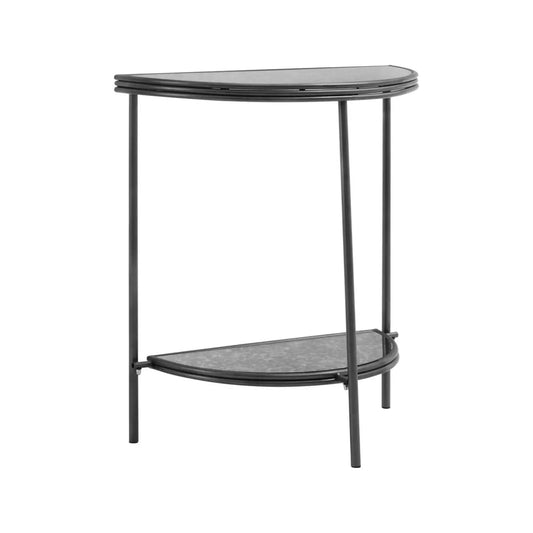 Xania Semi Circle Antique Mirrored Glass Console Table In Monochrome Hues