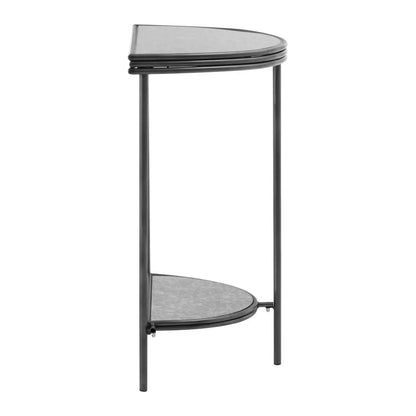 Xania Semi Circle Antique Mirrored Glass Console Table In Monochrome Hues