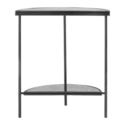 Xania Semi Circle Antique Mirrored Glass Console Table In Monochrome Hues