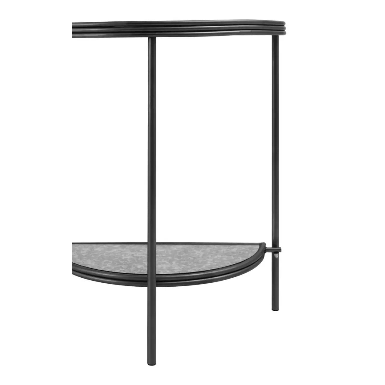Xania Semi Circle Antique Mirrored Glass Console Table In Monochrome Hues