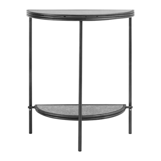Xania Semi Circle Antique Mirrored Glass Console Table In Monochrome Hues