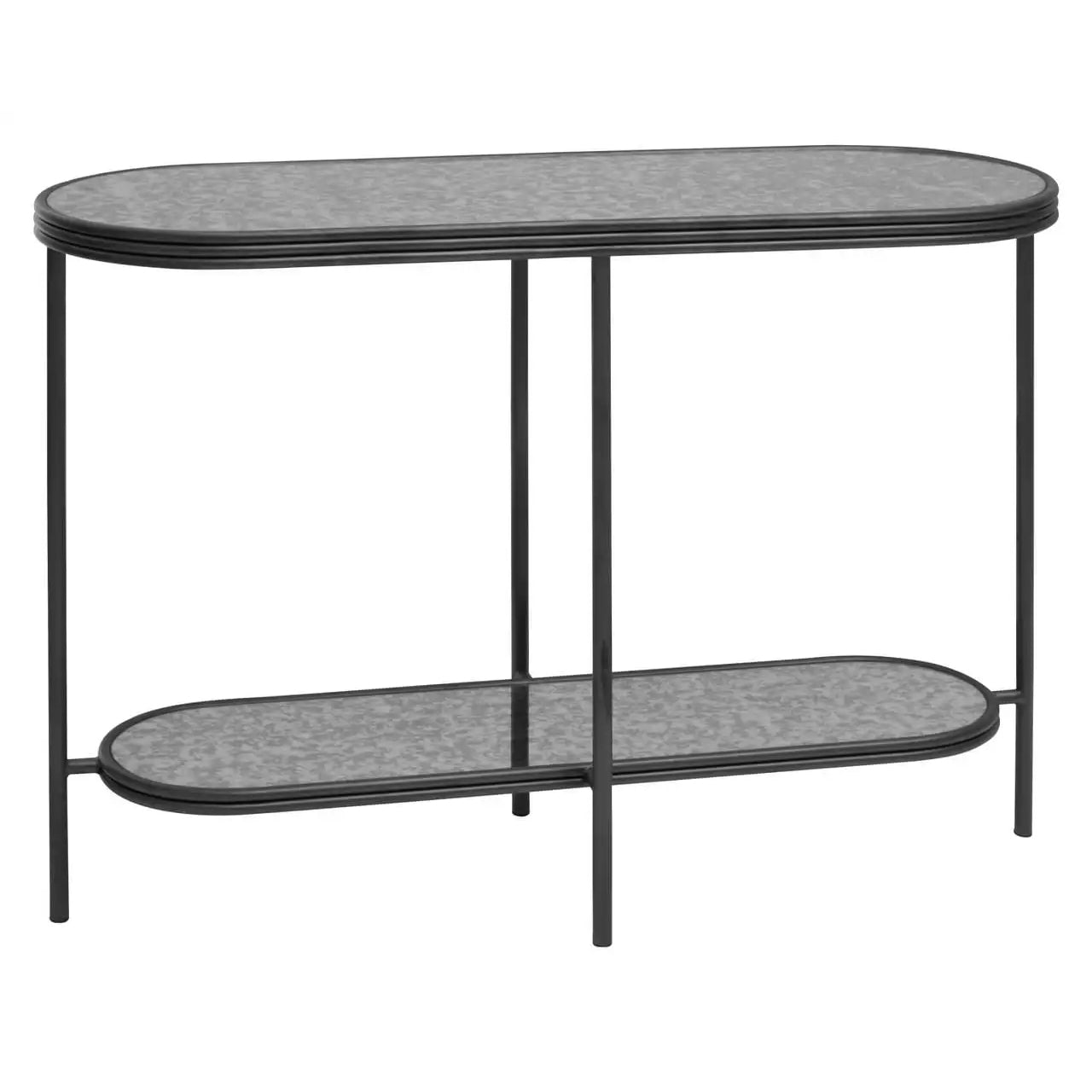 Xania Rectangular Antique Mirrored Glass Console Table In Monochrome Hues