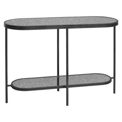 Xania Rectangular Antique Mirrored Glass Console Table In Monochrome Hues